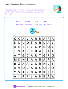 worksheet-Letter-A-word-search---Magnifying-Glass