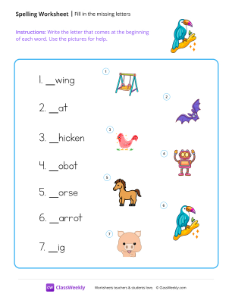 worksheet-Fill-in-the-missing-letters---Parrot