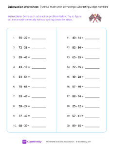 worksheet-Mental-math-(with-borrowing):-Subtracting-2-digit-numbers---Finishline