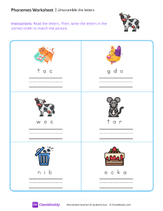 worksheet-Unscramble-The-Letters---Cow