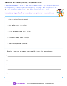 Writing complex sentences - Happy-worksheet