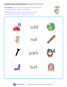 Match the homonyms - Cold fox-worksheet