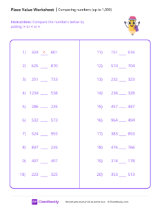 worksheet-Comparing-numbers-(up-to-1,000)---Pencil