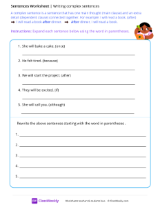 Writing complex sentences - Phone-worksheet