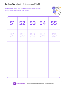 worksheet-Writing-numbers-51-to-55---Pencil