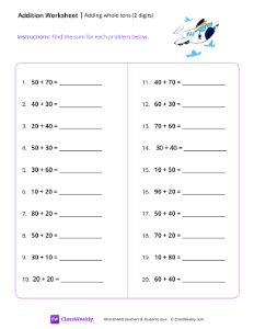 worksheet-Adding-whole-tens-(2-digits)---Plane