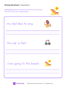 worksheet-First-Word-Capitalization---Beach-Chair