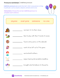 Indefinite pronouns - balloons-worksheet