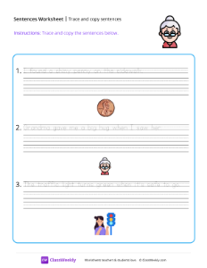 Trace and copy sentences - Grandma-worksheet