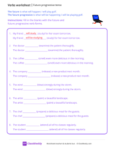 Future Progressive Tense - Running Laptop-worksheet