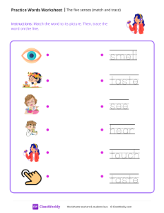 worksheet-The-five-senses-(match-and-trace)---Sensing