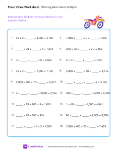 worksheet-Missing-place-values-(4-digits)---Motorcycle