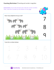 worksheet-Counting-and-number-recognition-(9)---Elephant