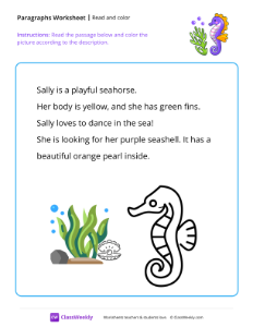 worksheet-Read-and-color---Seahorse