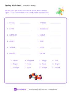 Scrambled Words - Parrot Winner-worksheet