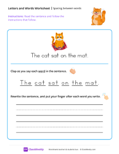 Spacing between words - Cat-worksheet