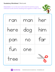 Word cards - Tree-worksheet