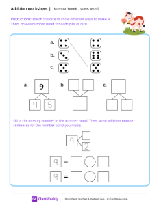 worksheet-Number-bonds-(sums-with-9)---Cow