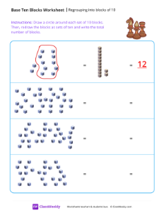 Regrouping into blocks of 10 - Chess-worksheet