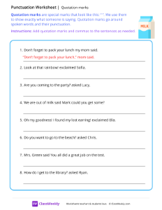 Quotation Marks - Milk-worksheet