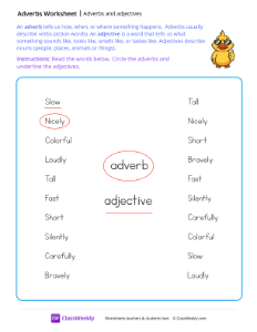 Adverbs and adjectives - Duck-worksheet