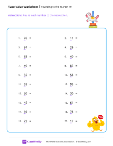 Rounding to the nearest 10 - Merry-go-round-worksheet