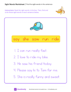 worksheet-Find-the-sight-words-in-the-sentences---Banana