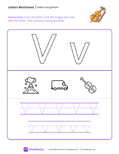 worksheet-Letter-Recognition-(V)---Violin