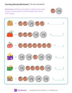 worksheet-Counting-Money---Pennies-and-Nickels