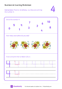 worksheet-Counting-and-Tracing-Numbers:-4