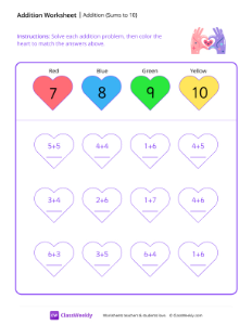 worksheet-Addition-(Sums-to-10)---Heart-Hands