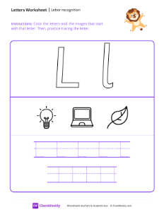 worksheet-Letter-Recognition-(L)---Lion