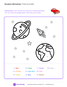 worksheet-Color-by-Number-(Planet)---Red-Car