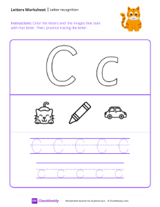 worksheet-Letter-Recognition-(C)---Cat