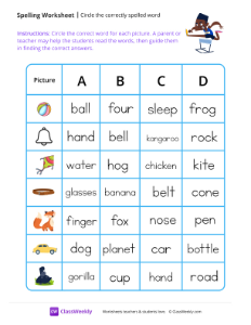 worksheet-Circle-the-correctly-spelled-word---Race