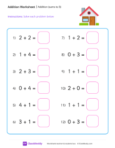 worksheet-Adding-within-5---House