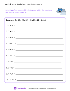 Distributive property - Cool Cloud-worksheet