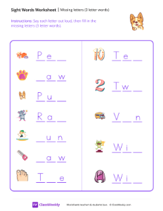 Missing letters (3 letter words) - Cute Pup-worksheet