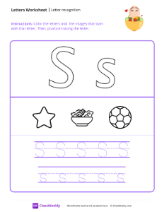 Letter Recognition (S) - Salad-worksheet