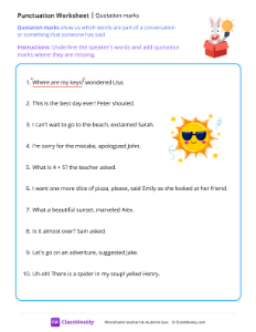 Quotation Marks - Idea-worksheet