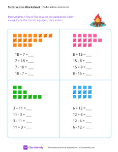 worksheet-Subtraction-sentences---Bonfire