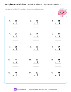 Multiply 1 digit by 2 digits - Idea-worksheet