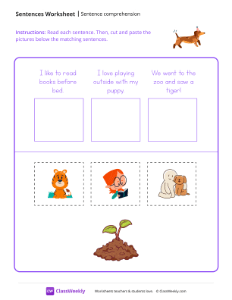 Read, Cut and Paste - Birthday Pup-worksheet