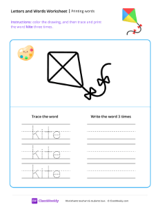 worksheet-Printing-words---Kite