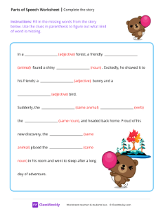 Complete the story - Bear-worksheet