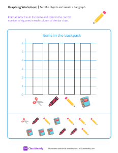 Sort the objects and create a bar graph - Pencil-worksheet