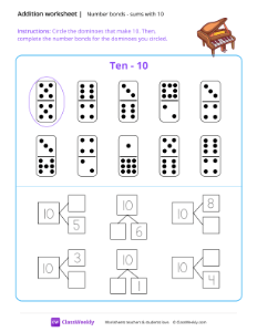 Number bonds (sums with 10) - Piano-worksheet