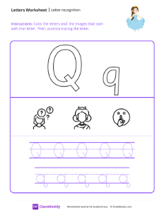 Letter Recognition (Q) - Queen-worksheet