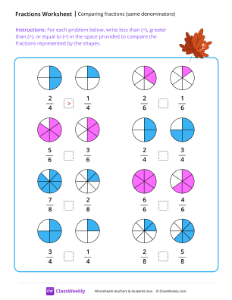 Comparing fractions - Red leaf-worksheet