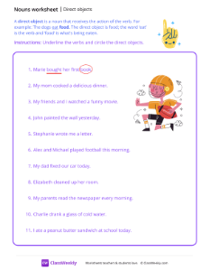 worksheet-Direct-Objects---Happy-Finger